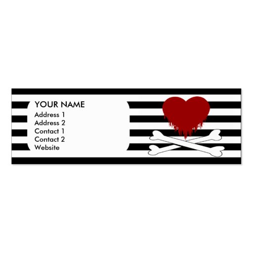 emo heart and crossbones business card template (front side)