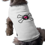 emo heart bottlecap crossbones design doggie t-shirt