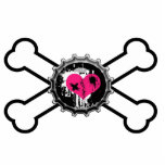 emo heart bottlecap crossbones design photo cut outs