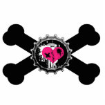 emo heart bottlecap pink crossbones design acrylic cut outs