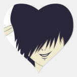 Emo kid with finger gun heart sticker