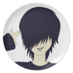 Emo kid with finger gun plate