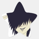 Emo kid with finger gun star sticker