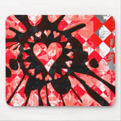 Emo Love Heart Paint Splatter Mouse Mat by Artamatik