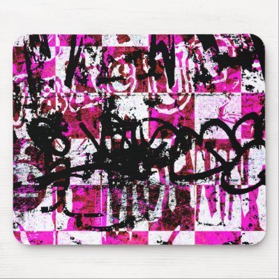 Emo Pink Graffiti Checkers Mouse Mats by Artamatik
