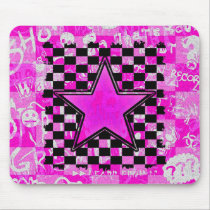 Emo Pink Graffiti Star Checkers mousepads