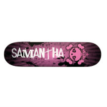 EMO Pink Skull Crossbones Comp Skateboard