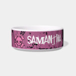 EMO Pink Skull Crossbones Girly Pet Food Bowl