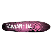 EMO Pink Skull Crossbones Old School Skateboard