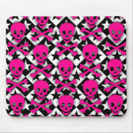 Emo Pink Skulls & Stars mousepad