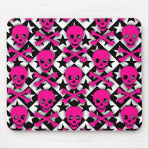 Emo Pink Skulls & Stars mousepads by Artamatik Emo Pink Skulls & Stars mousepads