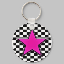 Emo Pink Star Checkers keychains by Artamatik Emo Pink Star Checkers keychains