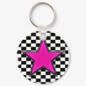 Emo Pink Star Checkers keychains