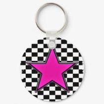 Emo Pink Star Checkers keychains