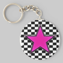 Emo Pink Star Checkers keychains
