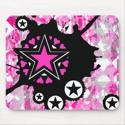 Emo Pink Star Graffiti Mouse Pads by Artamatik