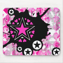 Emo Pink Star Graffiti mousepads