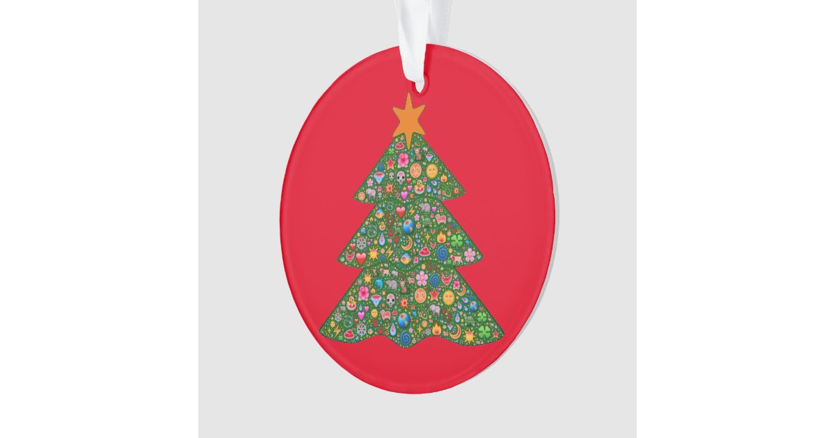 Emoji christmas tree and red Built4Love heart Ornament | Zazzle