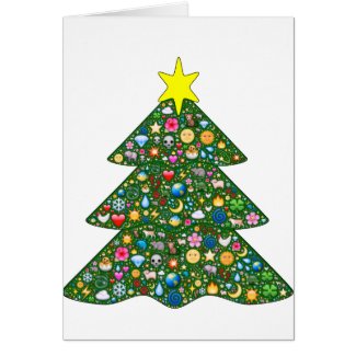 Emoji-decorated tree Holiday greeting card