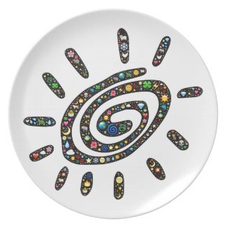 Emoji nature icon-filled radiant, sacred, spiral dinner plate