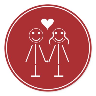Emoticon Couple Round Sticker
