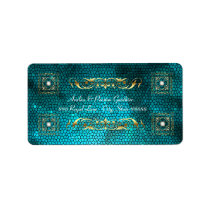 Emperior Teal Stained Glass Address Labels