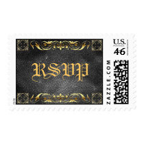 Emperor Black RSVP Stained Glass Postage