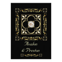 Emperor Black Save The Date Fleur Invitation