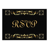Emperor Black Stained Glass RSVP Card Personalized Invite