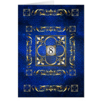 Emperor Blue Fleur Stained Glass Table Card