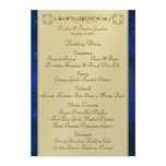 Emperor Blue Scroll Stained Glass Wedding Menu Invitation