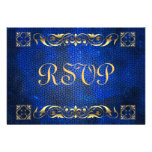 Emperor Blue Stained Glass RSVP Card Announcements