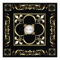 Emperor Fleur De Lis Black Regency Invitation