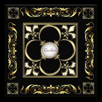 Emperor Fleur De Lis Black Regency Invitation invitations