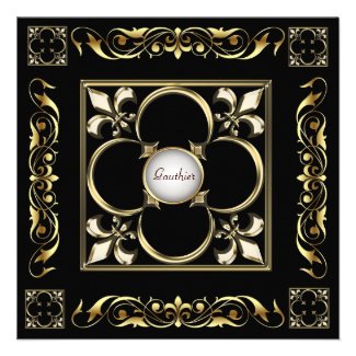 Emperor Fleur De Lis Black Regency Invitation