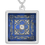 Emperor Fleur De Lis Blue Stained Glass Necklace