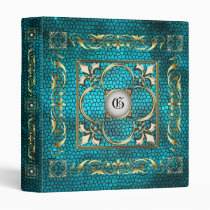 Emperor Fleur De Lis Teal Stain Glass Binder