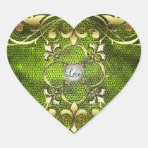 Emperor Green Heart Stained Glass Love Sticker