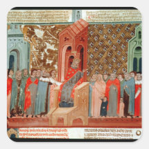 Emperor Justinian  and his court Square Sticker