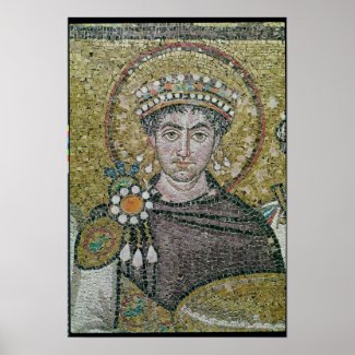 Emperor Justinian I c.547 AD with crown and halo Print