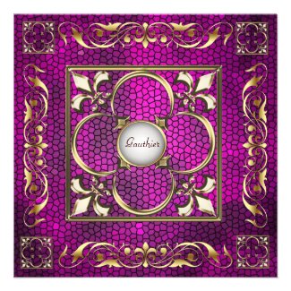 Emperor Pearl Fleur De Lis Pink Regency Invitation