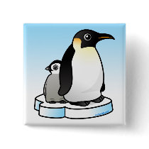 Emperor Penguin with Chick Buttons