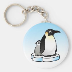 Customizable Penguin Family Basic Button Keychain
