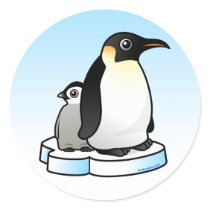 Emperor Penguin with Chick Round Stickers
