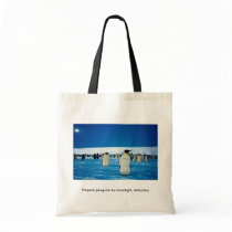 Emperor penguins by moonlight, Antarctica Tote Bag