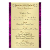 Emperor Pink Scroll Stained Glass Wedding Menu Personalized Invitation