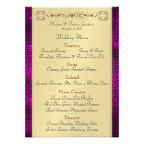 Emperor Pink Scroll Stained Glass Wedding Menu Personalized Invitation