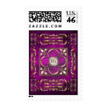 Emperor Pink Stained Glass Fleur De Lis Postage