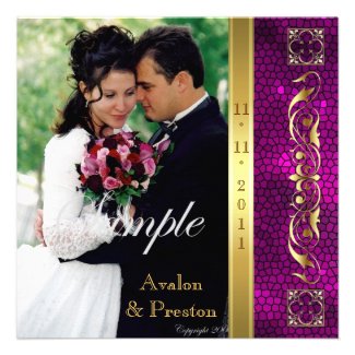 Emperor Pink Stained Glass Photo Invitation