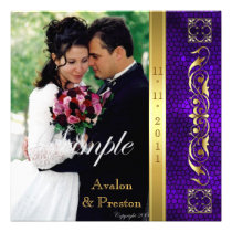 Emperor Purple Stained Glass Photo Invitation